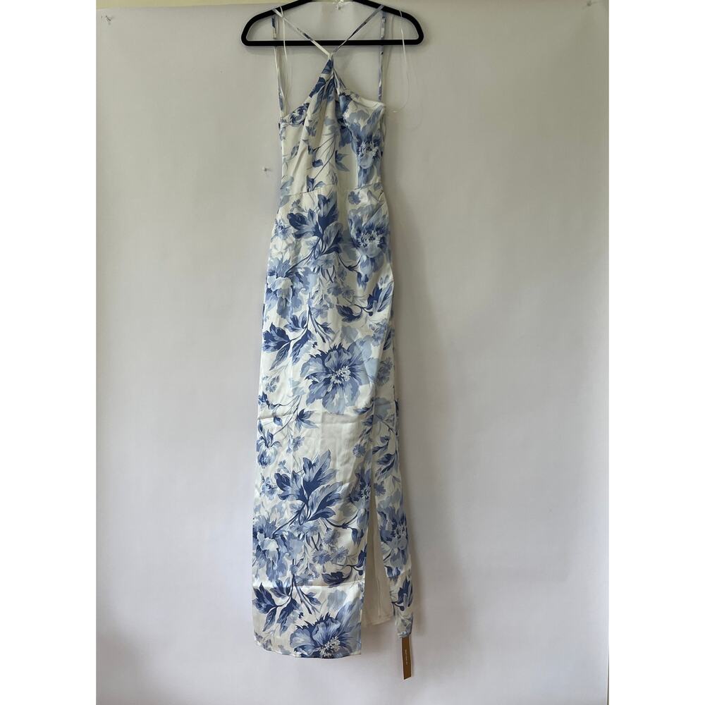 Reformation Myla Silk Maxi Dress Floral Meringue Blue White Size 8 NWT - Picture 3 of 12
